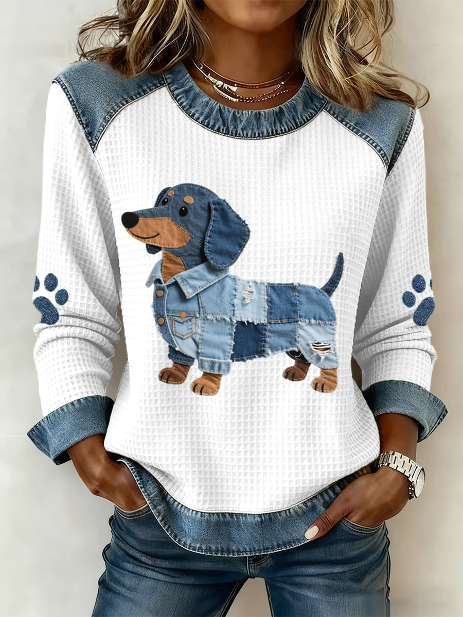 Julia - Charmanter Dackel mit Denim-Patchwork