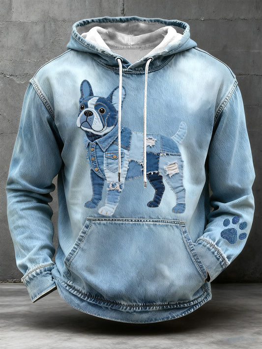 Paco - Patchwork Hoodie im Französischen Bulldoggen-Stil